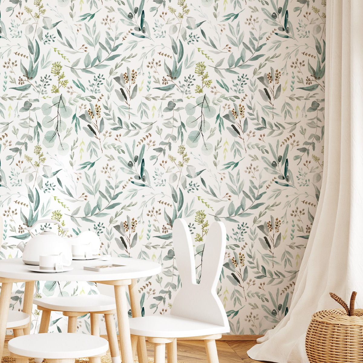 Scandinavian-Inspired Mural Wallpaper with American Floral Designs-40x124cm