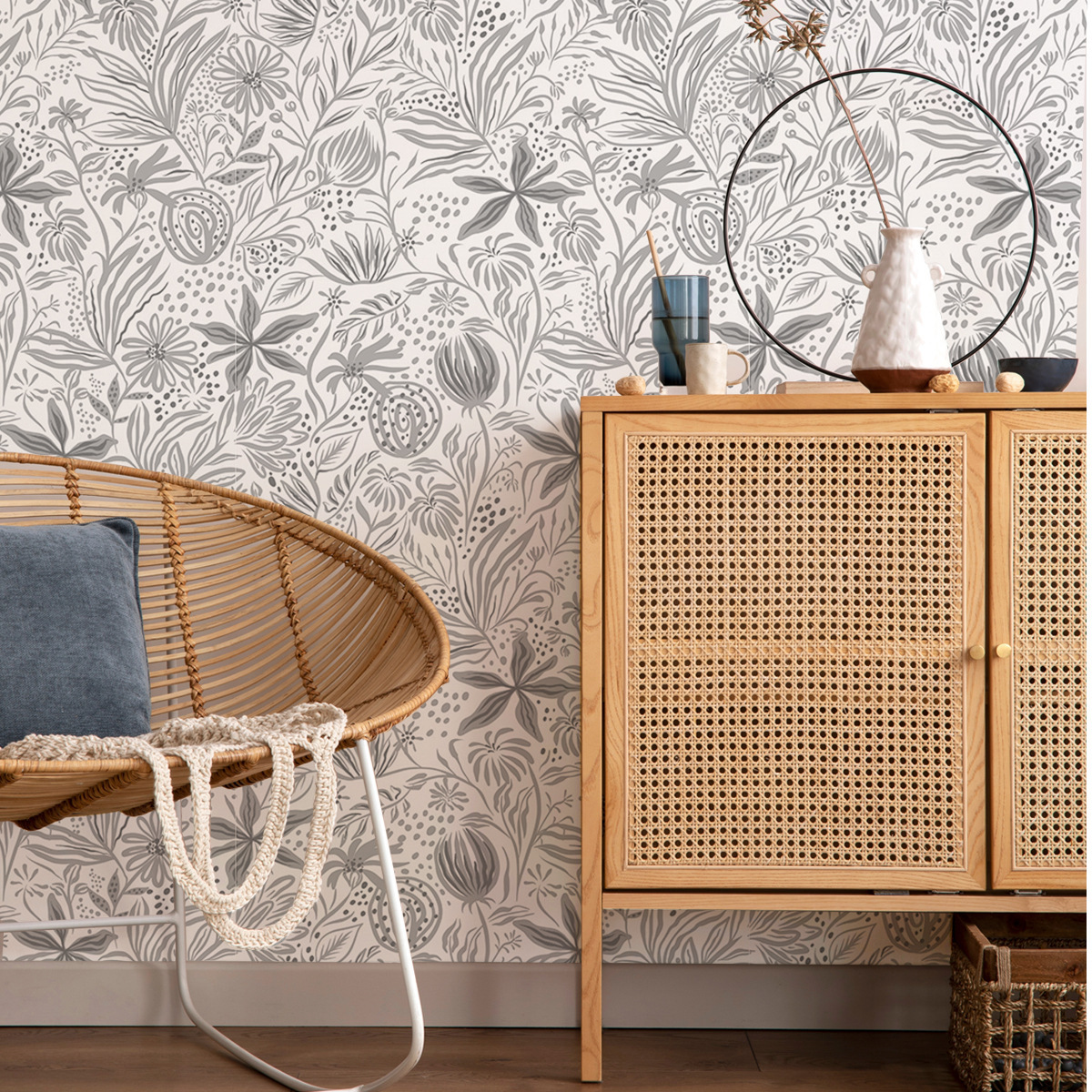Tropical Conifer Pattern Wallpaper, Artistic Wallpaper for Dining Room Feature Walls-40x120cm