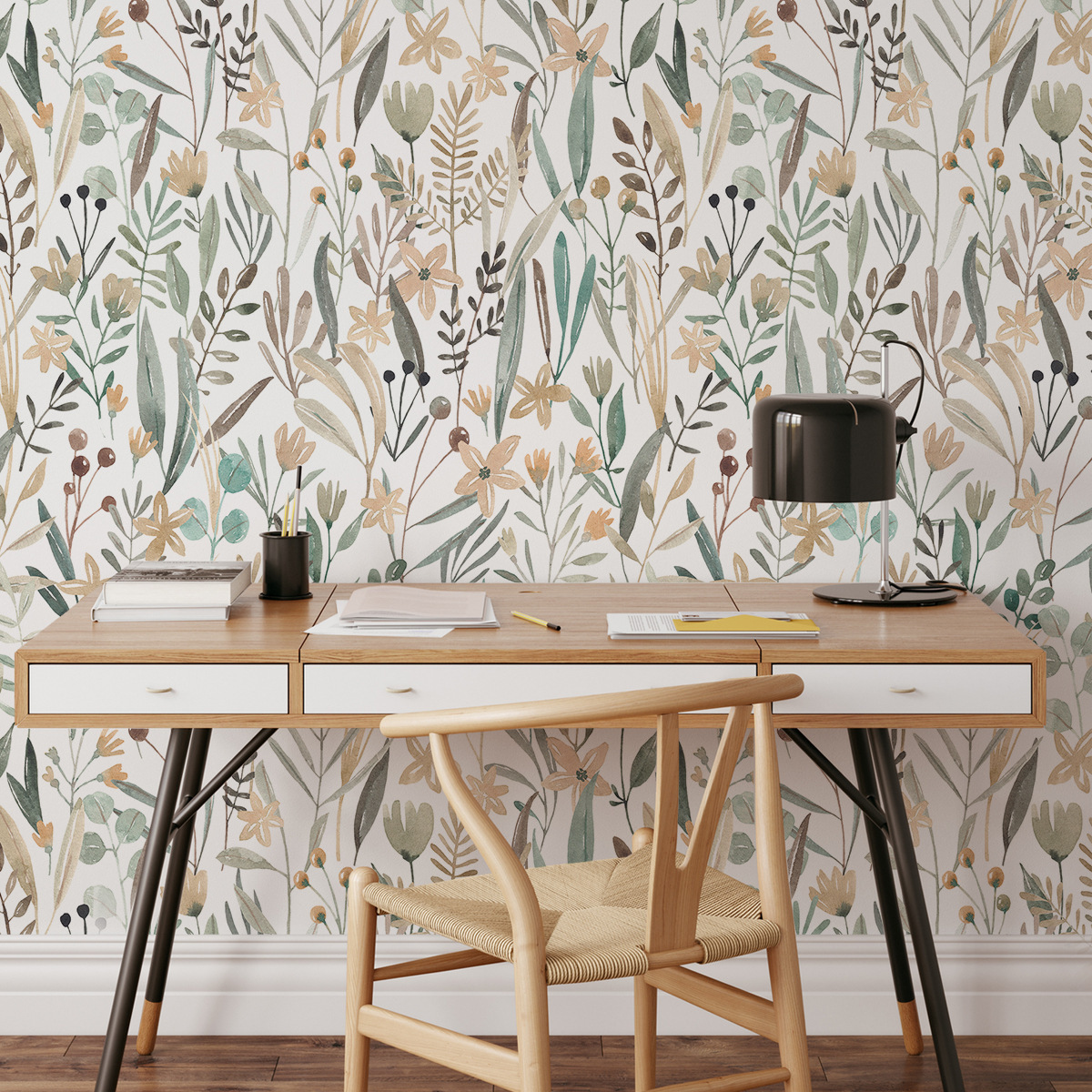 Green Plants Wallpaper Peel and Stick, Bedroom Living Room Decoration Wall Stickers-55x122cm