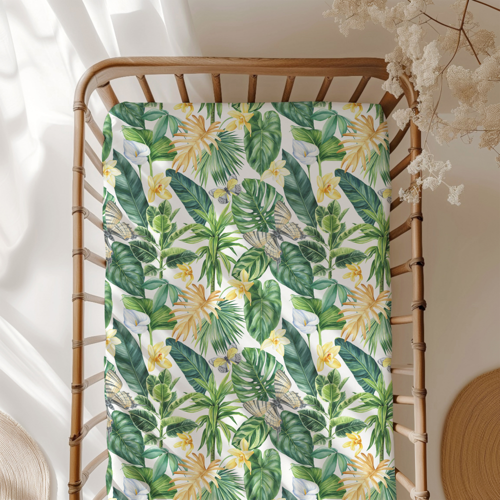 Custom Bamboo Baby Fitted Sheet, Jungle Bamboo Viscose Crib Sheet, Mattress Cover