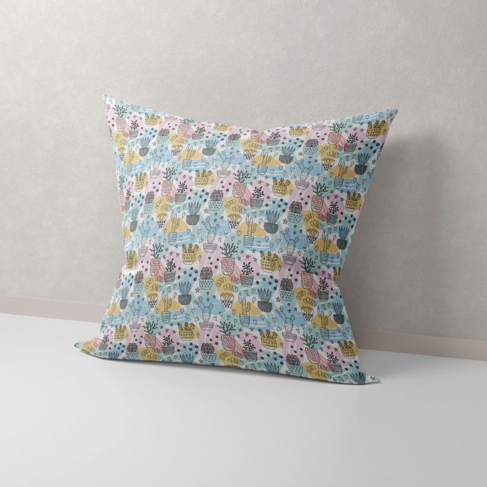 Yellow and Blue Liberty Flower Print Throw Pillow Cushion Cover, 2-sided Printing, Soft & Breathable