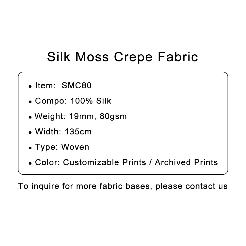 Custom Printed Silk Moss Crepe Fabric  – Lightweight Elegance with a Delicate Texture
