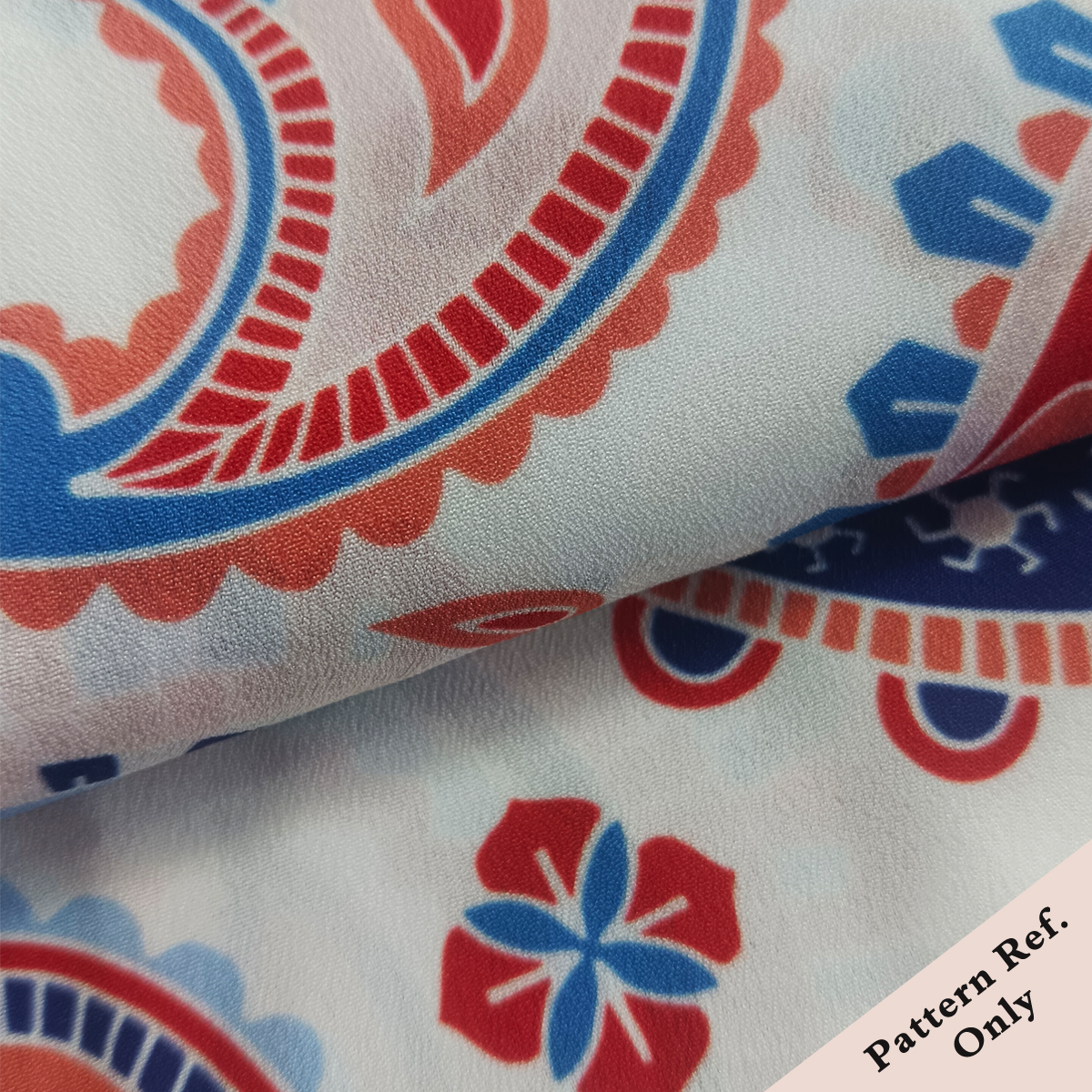 Custom Printed Moss Crepe Chiffon Fabric – Lightweight, Drapable & Soft for Elegant Dresses & Nightgowns
