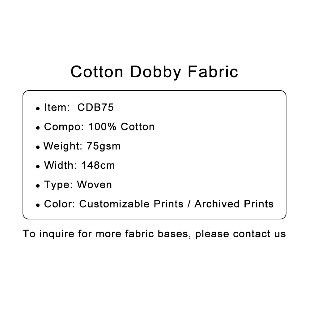 Custom Printed Cotton Dobby Fabric – Lightweight, Semi-Opaque & Breathable for Stylish Summer Blouses & Dresses
