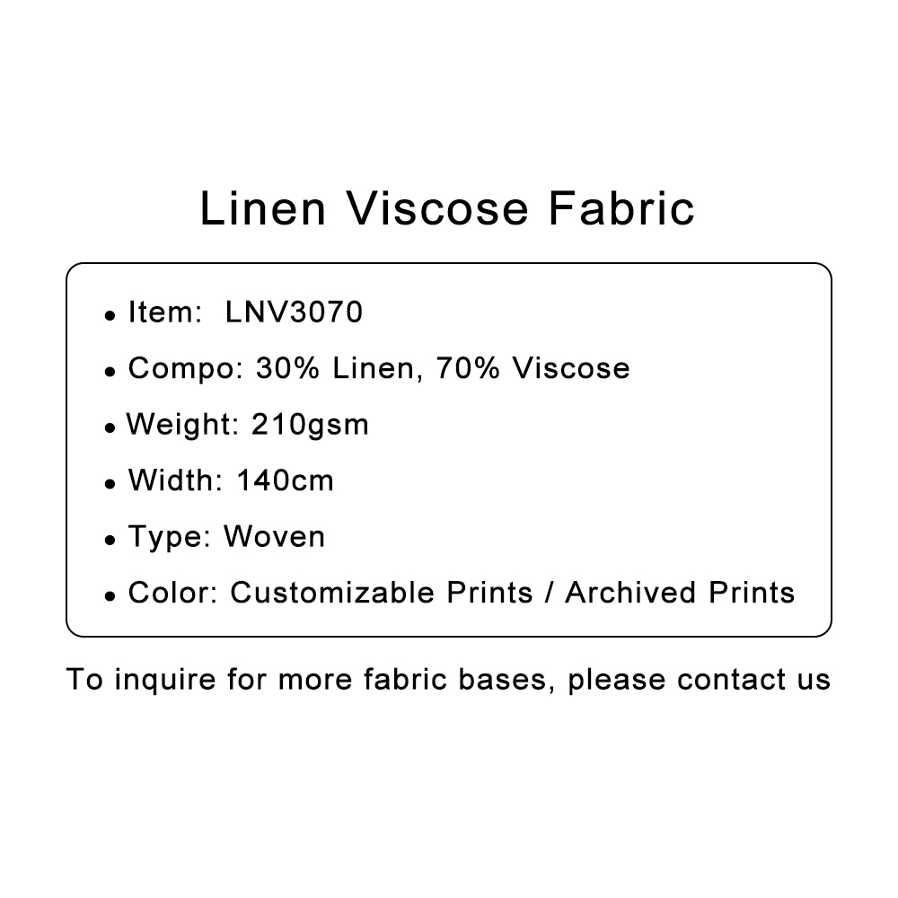 Custom Printed Linen Viscose Fabric – Soft, Textured & Drapable for Elegant Apparel & Home Décor