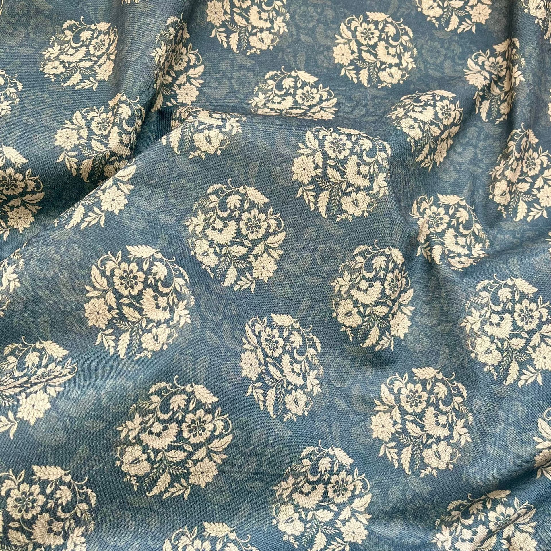 Retro Floral Cotton Fabric-100% Cotton Quilting Fabric Sewing Craft Fabric By Meter