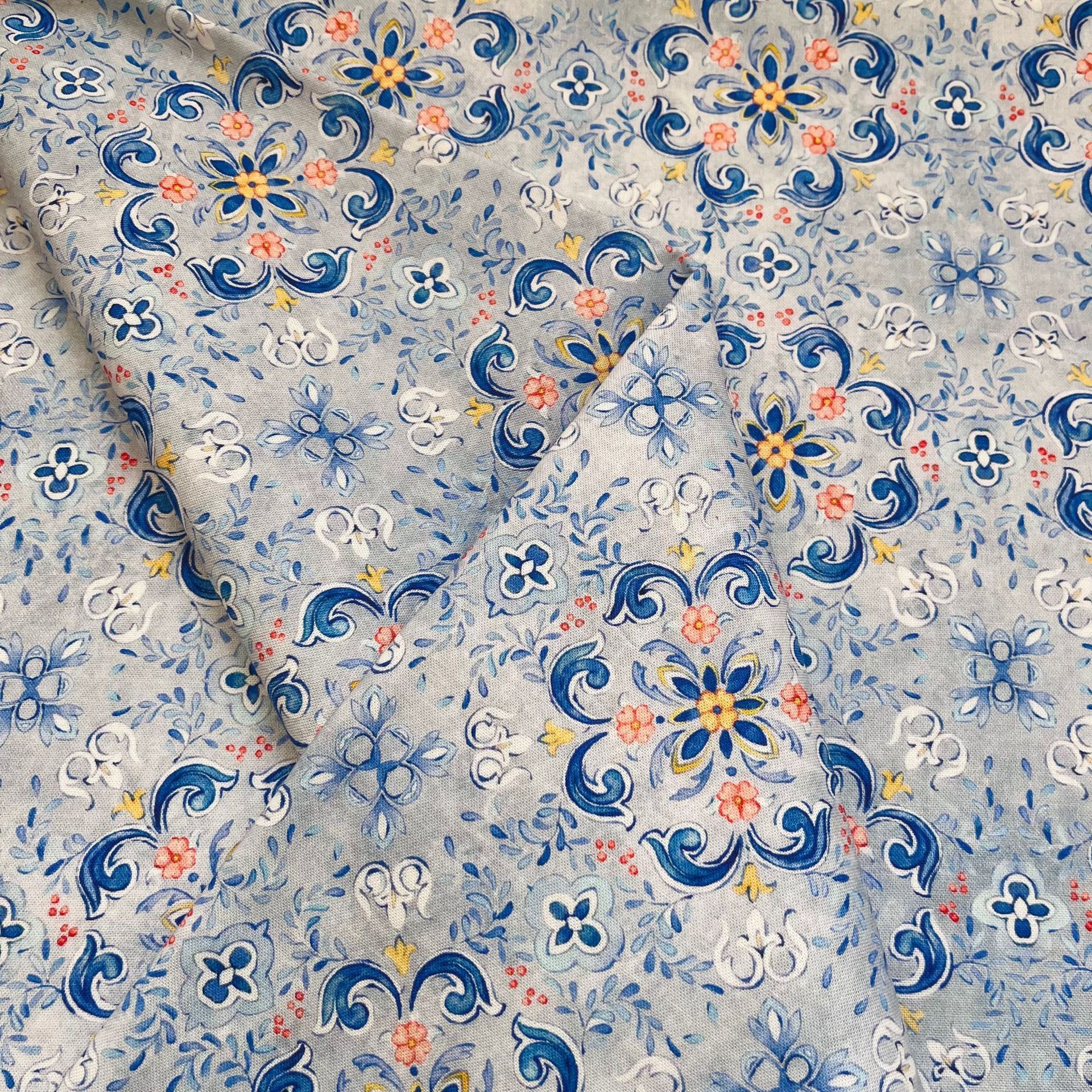 Retro Floral Cotton Fabric-100% Cotton Quilting Fabric Sewing Craft Fabric By Meter