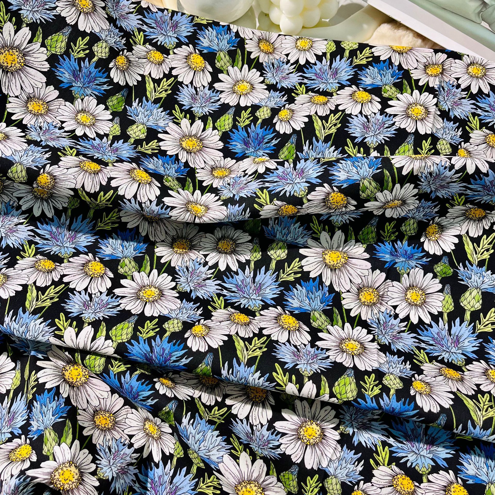 Liberty Floral Daisy Stripe Cotton Fabric-100% Cotton Quilting Fabric Sewing Craft Fabric By Meter