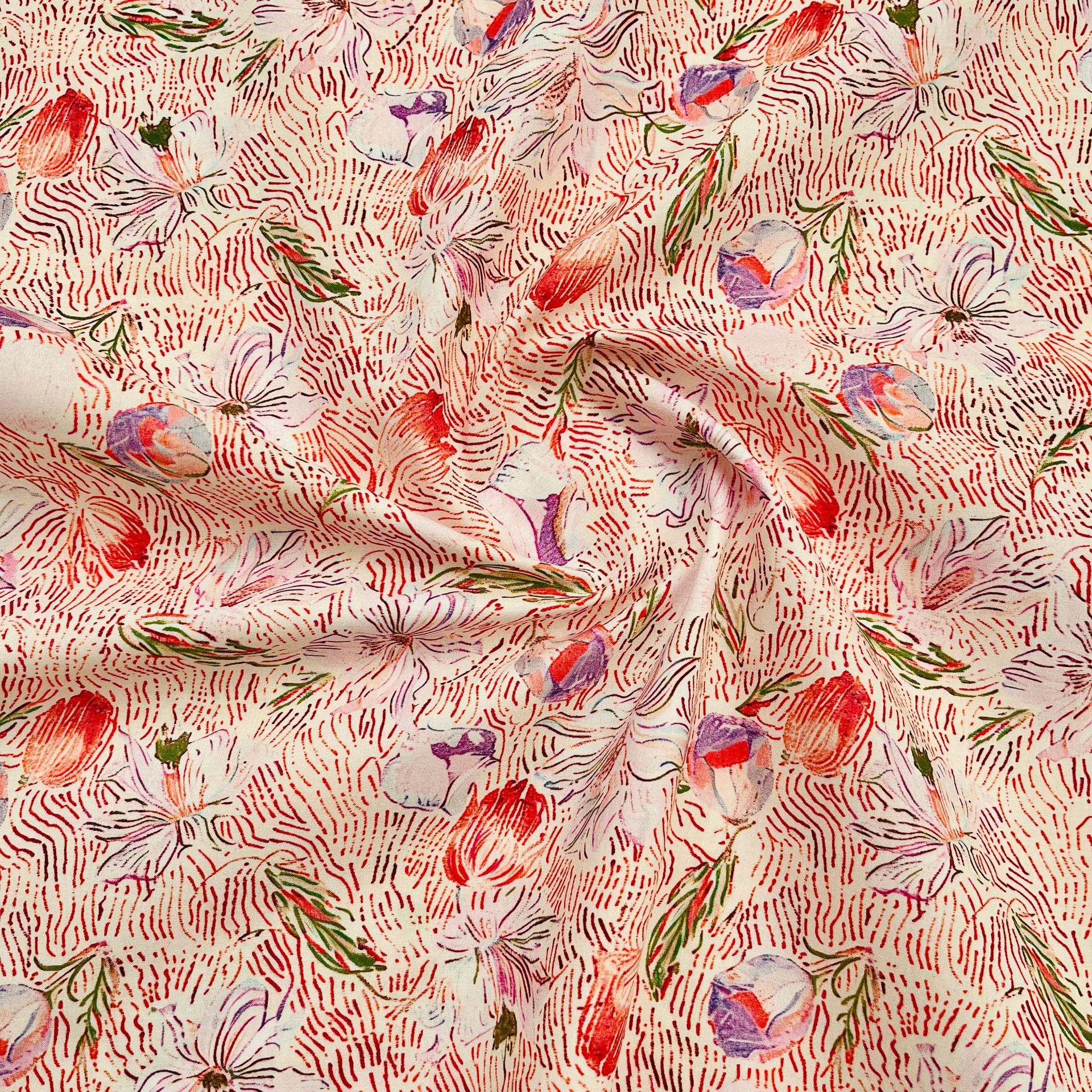 Liberty Floral Abstract Cotton Fabric-100% Cotton Quilting Fabric Sewing Craft Fabric By Meter