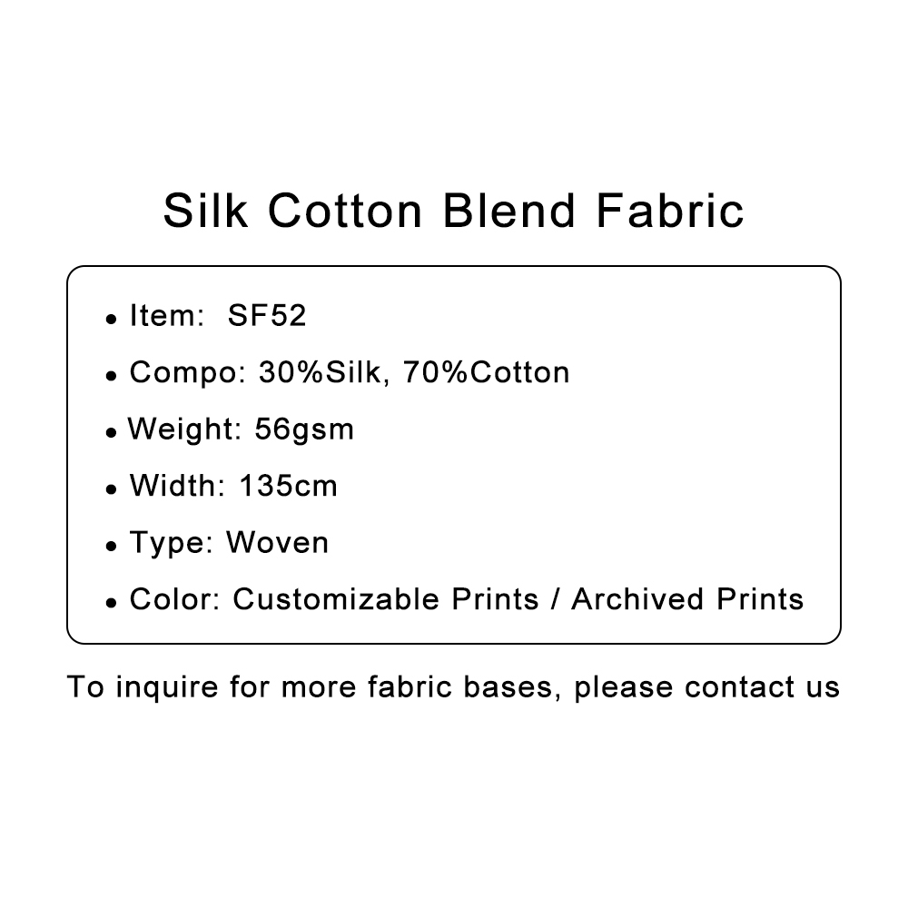 Custom Printed Silk Cotton Blend Fabric – Lightweight, Silky & Soft for Elegant Garments & Accessories