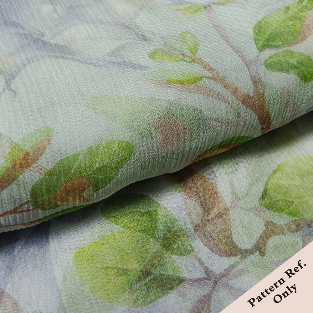 Custom Printed Silk Crinkle Chiffon Fabric – Lightweight, Sheer & Soft for Elegant Gowns & Lingerie