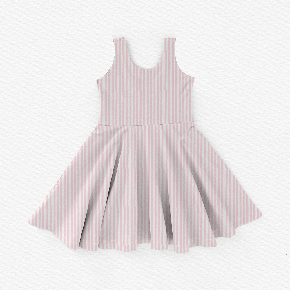 Bamboo Girl Twirl Dress Summer Kids Outfits-Stripe Design