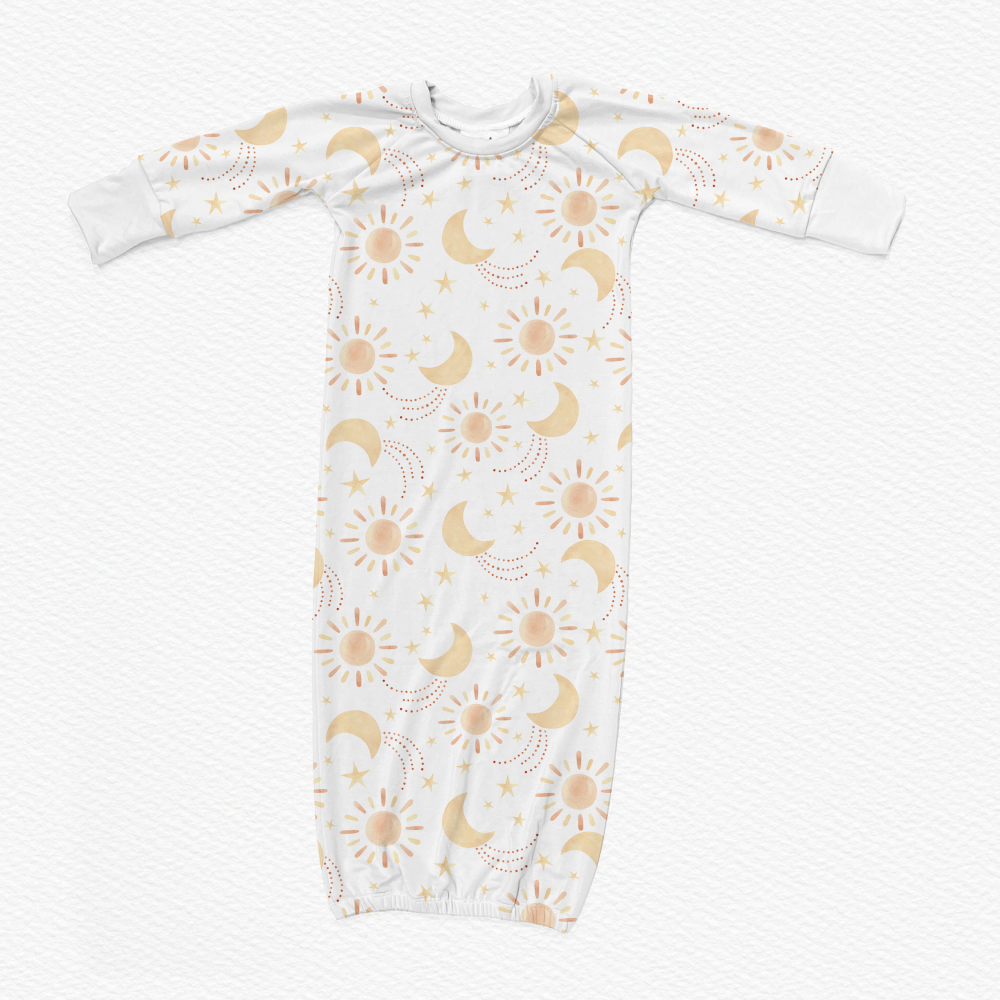 Bamboo Sleeper Gown For Newborn Baby-Sun, Moon and Stars
