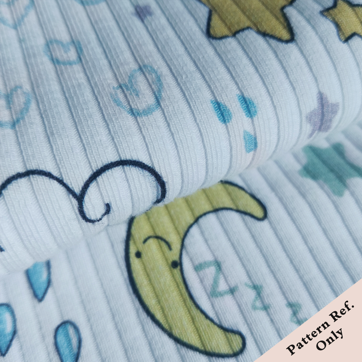 Custom Printed Cotton Lycra 4x2 Pit Rib Knit Fabric – Soft Stretchy & Form-Fitting for Stylish Apparel & Casual Wear