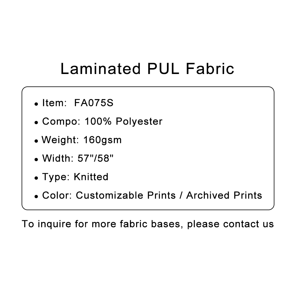 Custom Printed Laminated PUL Fabric – Waterproof Eco-Friendly & Soft for Baby Diapers Bibs Raincoats & Tablecloths