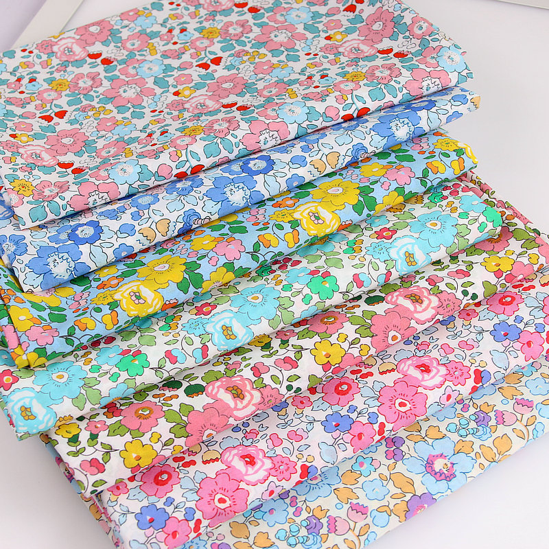 Liberty style 80支纯棉府绸印花面料全棉手工裙装夏季衬衫布料