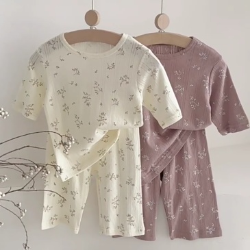 Kids Pajama Set-Summer Lightweight Cotton Baby Sleepwear for Girls and Boys