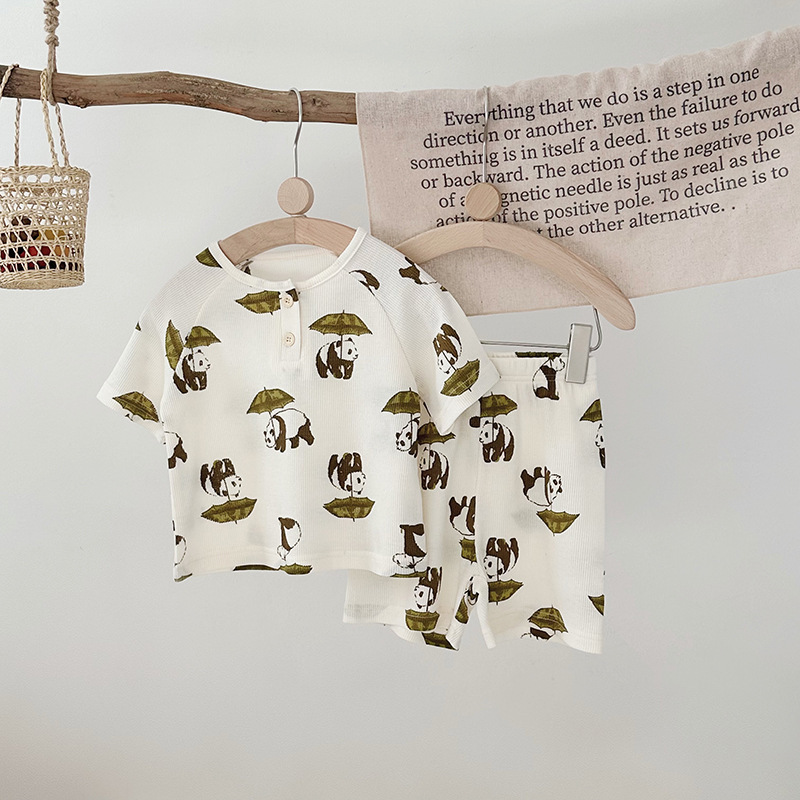 Nordic Summer Baby Pajama Set-100% Cotton Waffle Knit Sleepwear for Boys&Girls