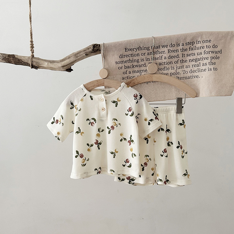 Nordic Summer Baby Pajama Set-100% Cotton Waffle Knit Sleepwear for Boys&Girls