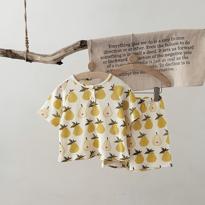 Nordic Summer Baby Pajama Set-100% Cotton Waffle Knit Sleepwear for Boys&Girls
