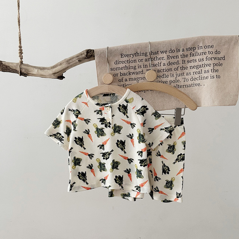 Nordic Summer Baby Pajama Set-100% Cotton Waffle Knit Sleepwear for Boys&Girls