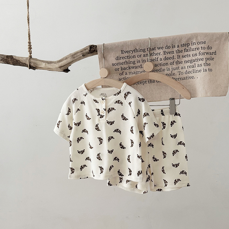 Nordic Summer Baby Pajama Set-100% Cotton Waffle Knit Sleepwear for Boys&Girls
