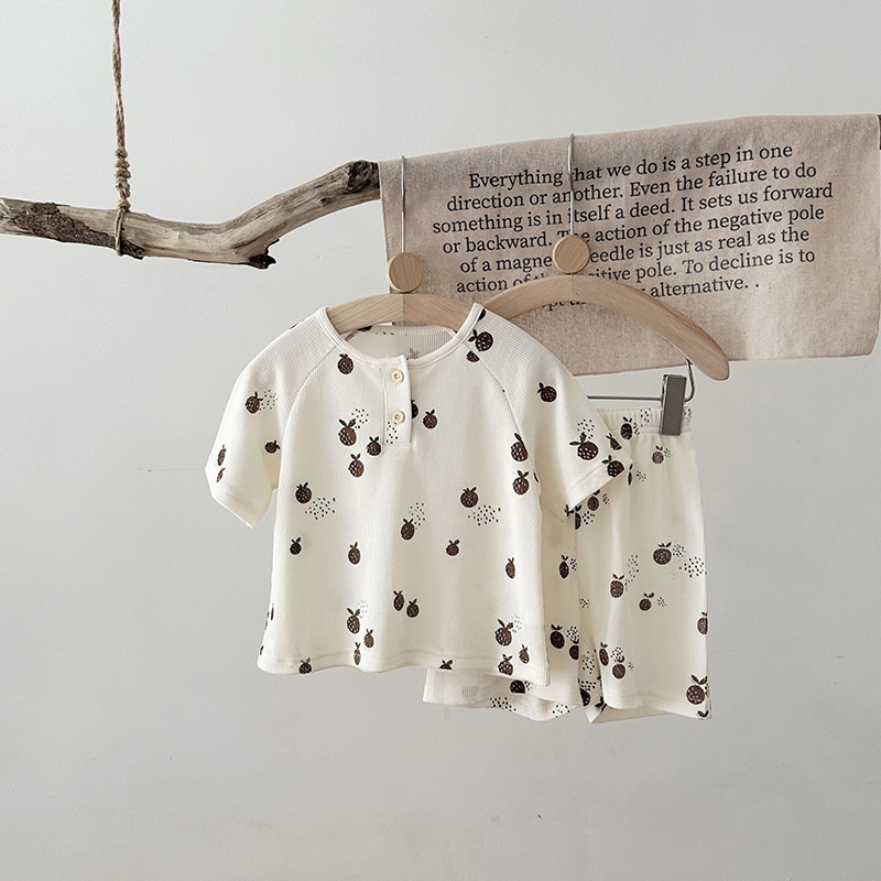 Nordic Summer Baby Pajama Set-100% Cotton Waffle Knit Sleepwear for Boys&Girls