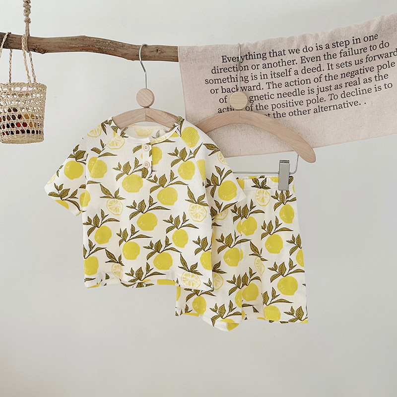 Nordic Summer Baby Pajama Set-100% Cotton Waffle Knit Sleepwear for Boys&Girls