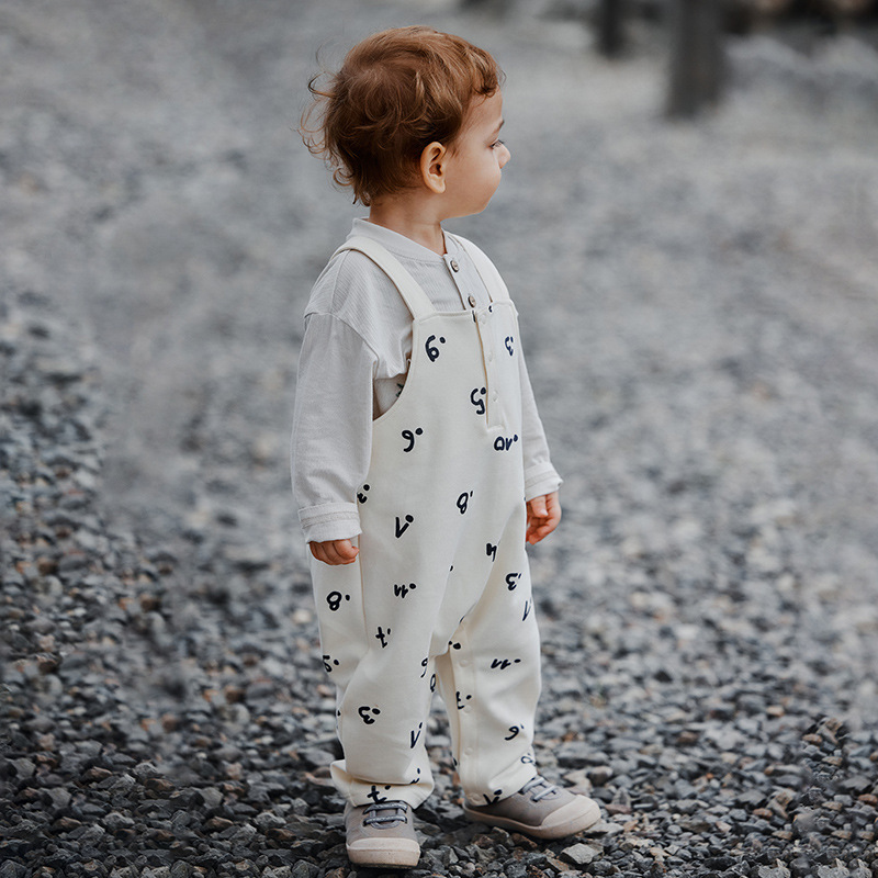 Cotton Overalls Set -Breathable Elastic Waist Jumpsuit