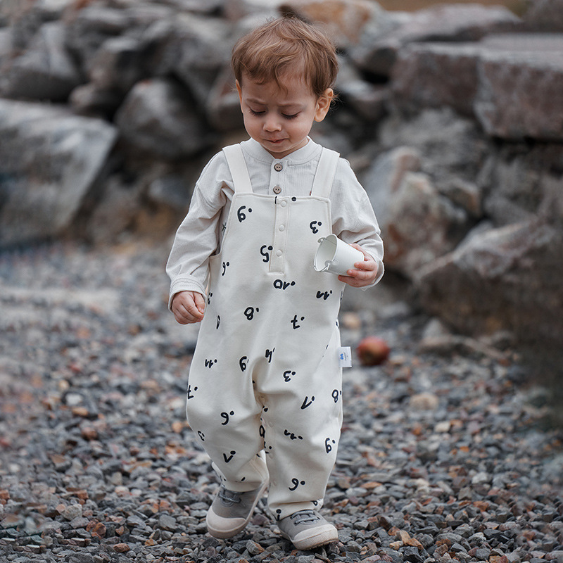 Cotton Overalls Set -Breathable Elastic Waist Jumpsuit