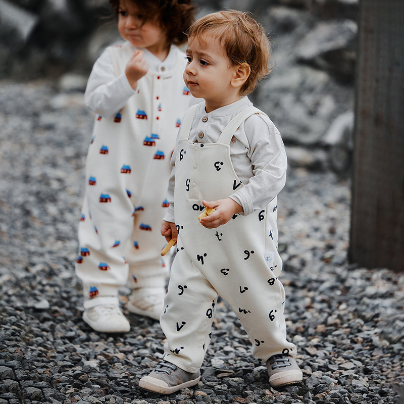 Cotton Overalls Set -Breathable Elastic Waist Jumpsuit