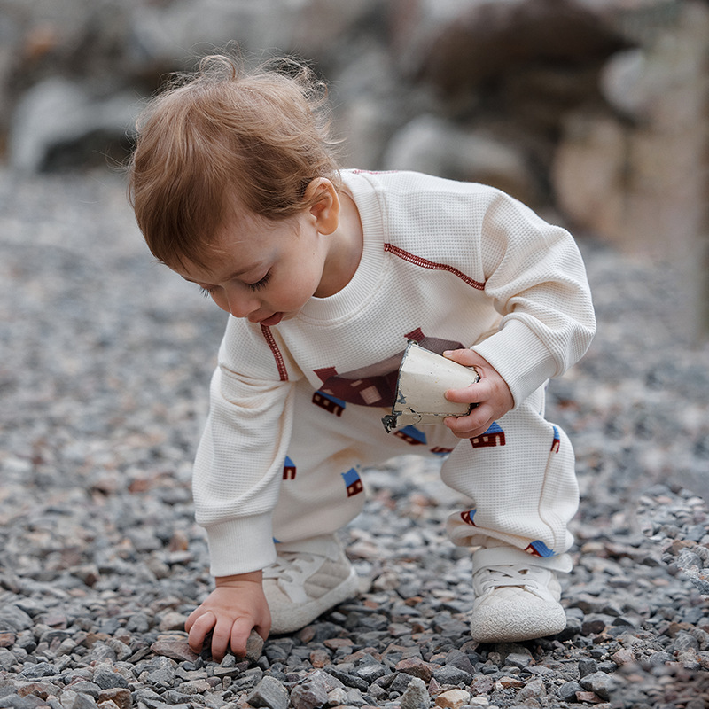 Boys Waffle Sweaters and Pants Set Casual Wear