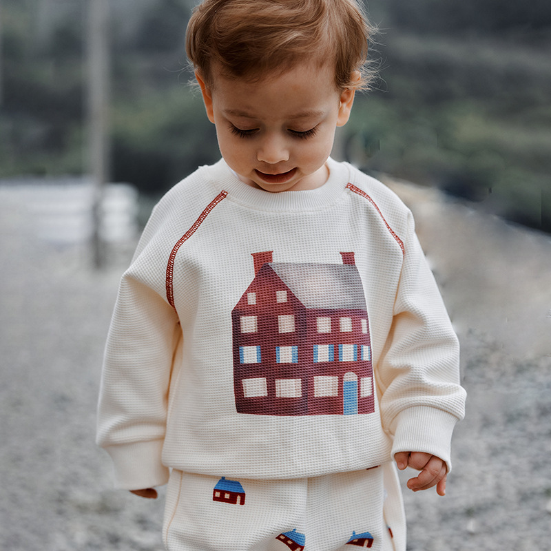 Boys Waffle Sweaters and Pants Set Casual Wear