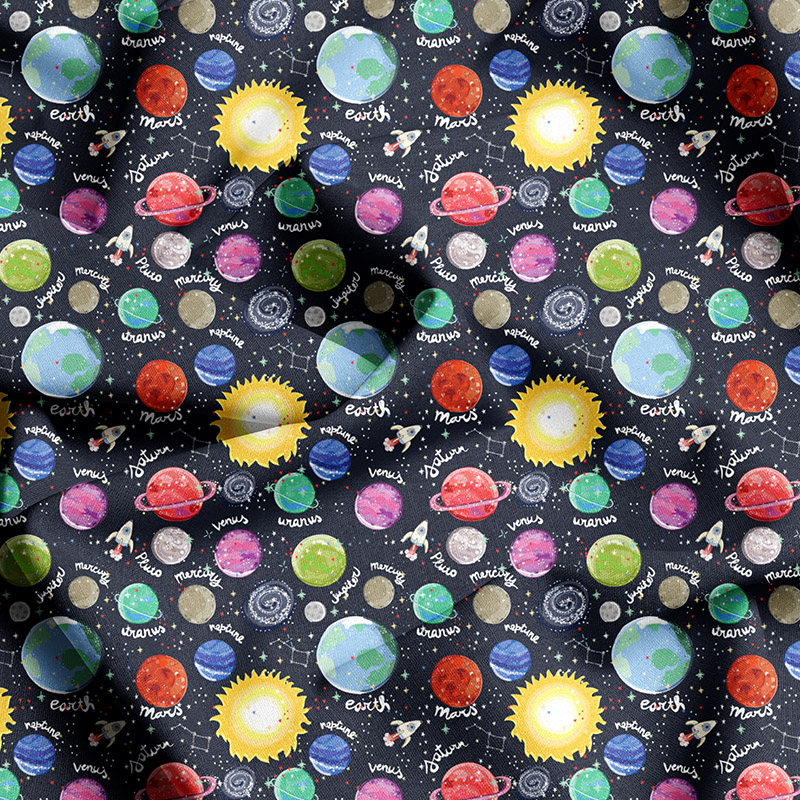 Planet Spaceship Print Pattern Car Sun Shade