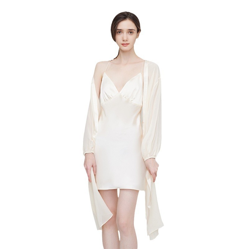 French-Style 100% Pure Silk Nightgown-Women's Elegant Sleepwear