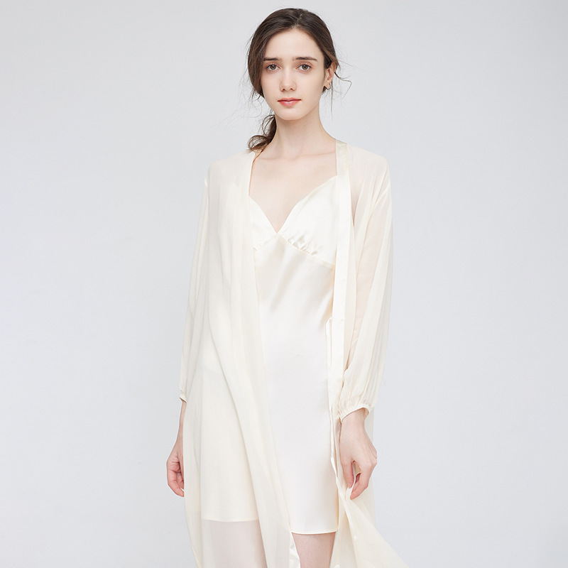 French-Style 100% Pure Silk Nightgown-Women's Elegant Sleepwear