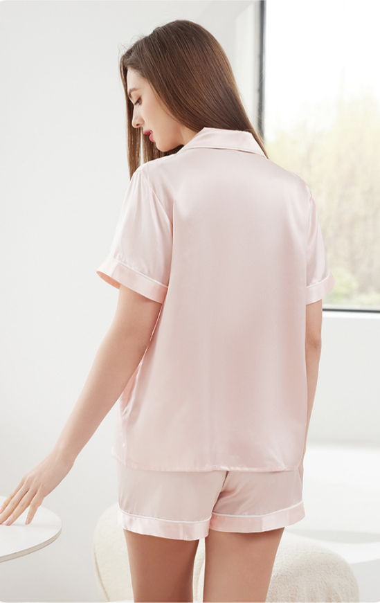 100% Pure Mulberry Silk Pajama Set-Women's Luxury Summer Sleepwear