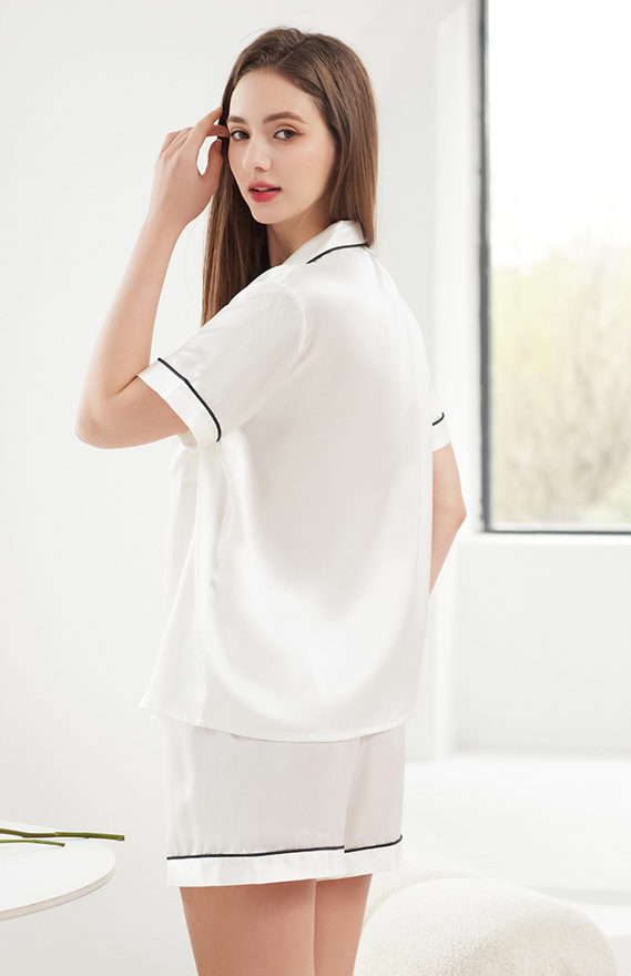 100% Pure Mulberry Silk Pajama Set-Women's Luxury Summer Sleepwear