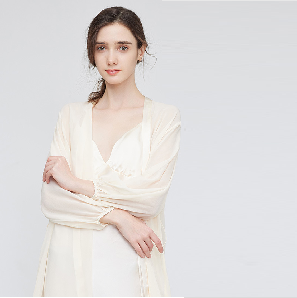 French-Style 100% Pure Silk Nightgown-Women's Elegant Sleepwear