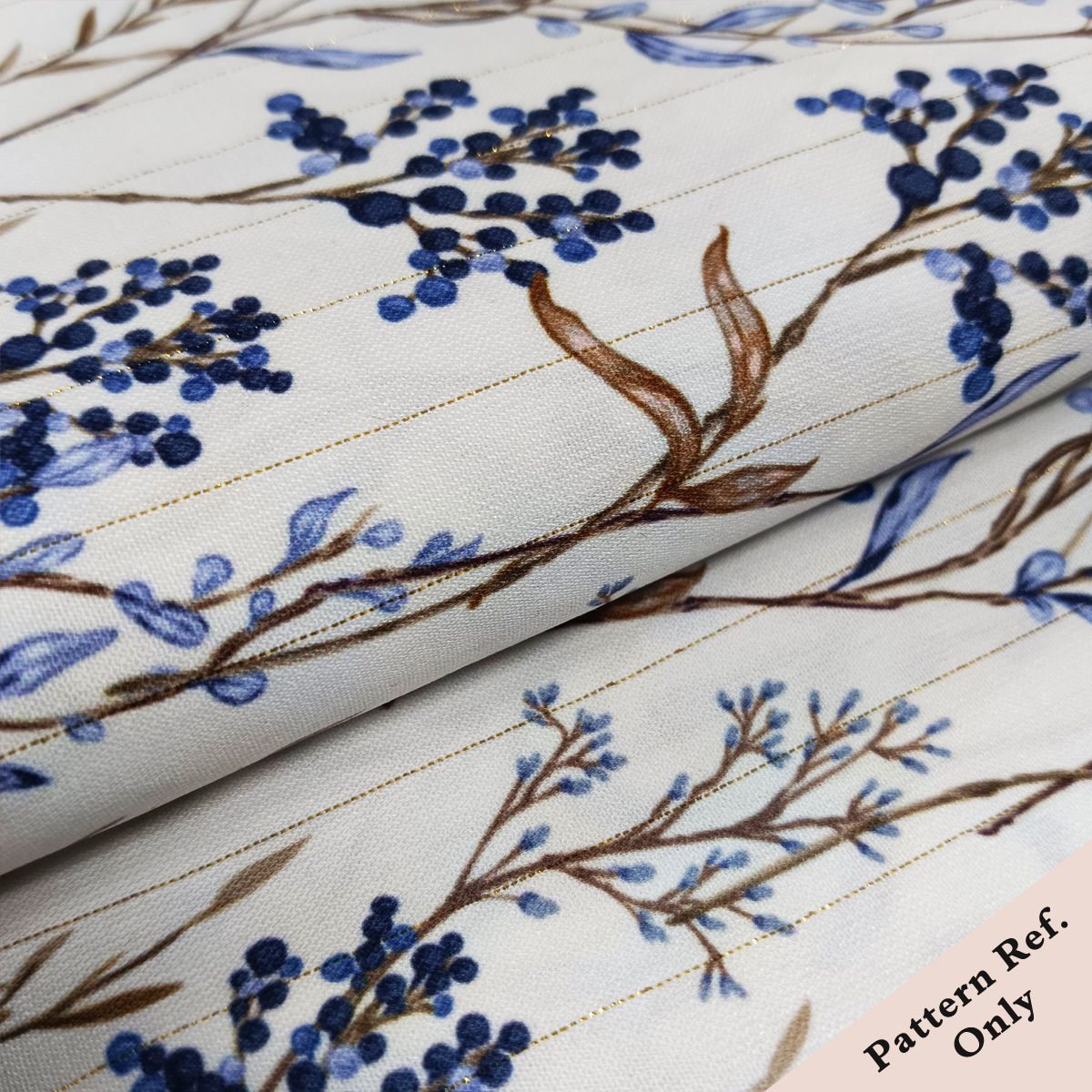 Custom Printed Gold Thread Faux Linen Fabric – Textured, Elegant & Soft for Fashion, Home Décor & Accessories