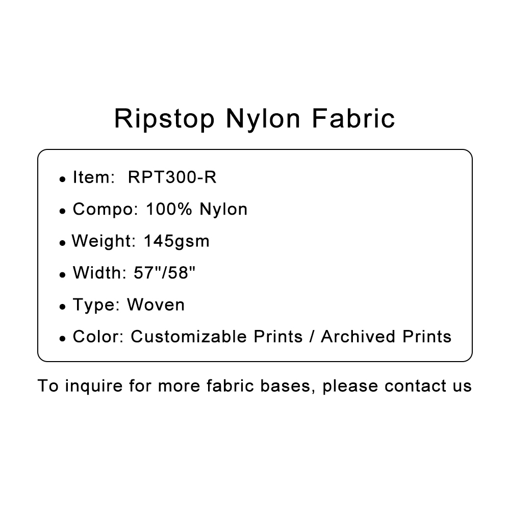 Custom Printed Ripstop Nylon Fabric – Durable, Lightweight & Water-Resistant for Outdoor Gear & Fashion Projects