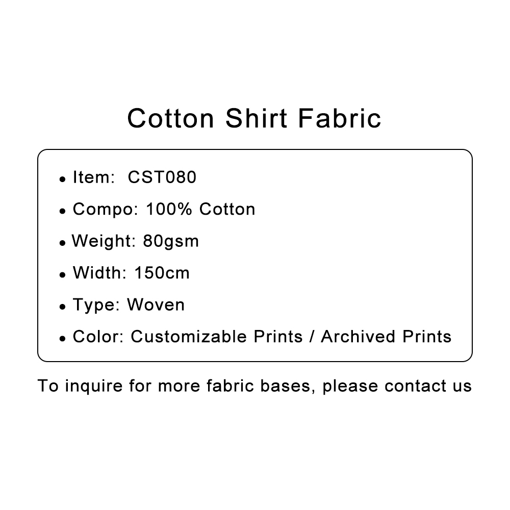 Custom Printed Cotton Shirt Fabric – Lightweight, Breathable & Natural for Casual Shirts & Everyday Wear