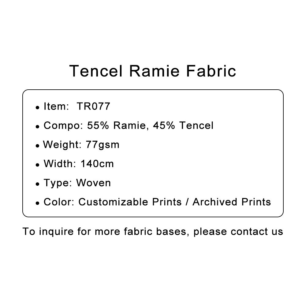 Custom Printed Tencel Ramie Fabric – Lightweight, Breathable & Sustainable for Elegant Apparel & Home Textiles