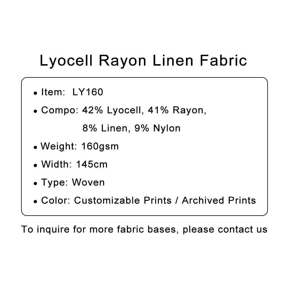 Custom Printed Lyocell Rayon Linen Fabric – Soft, Breathable & Eco-Conscious for Timeless Apparel & Lifestyle Projects