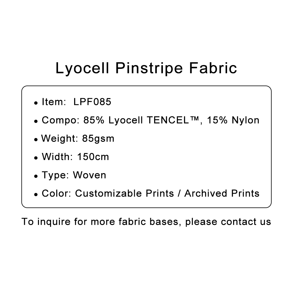 Custom Printed Lyocell Pinstripe Fabric – Lightweight, Breathable & Soft for Shirts, Dresses & Casual Wear