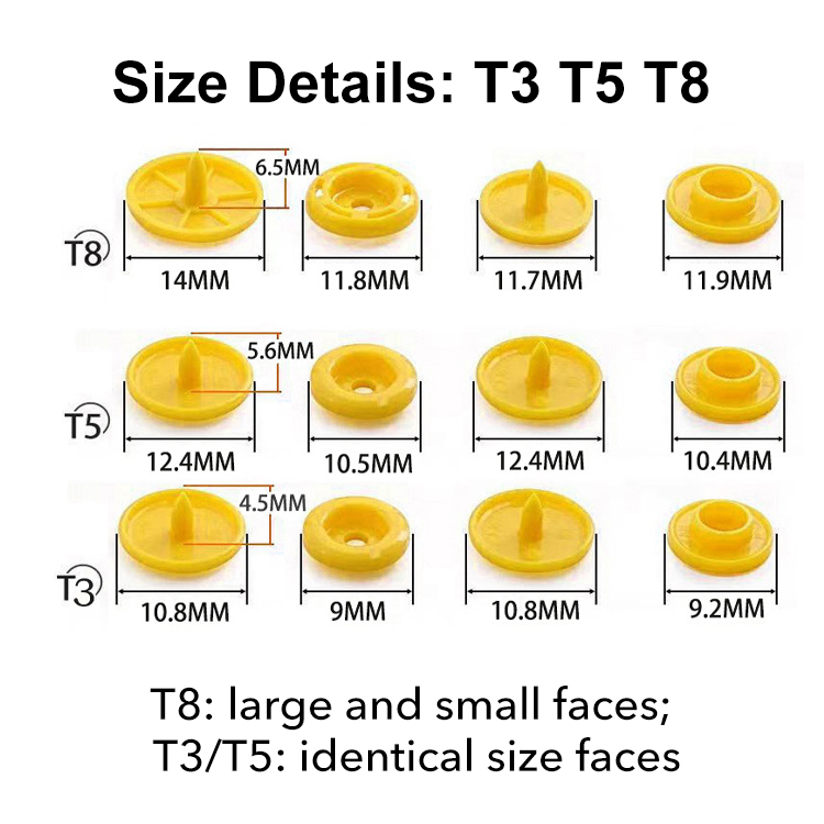KAM Snap Buttons – T3/T5/T8 Plastic Snaps for Baby Clothes, DIY Crafts, Sewing Projects
