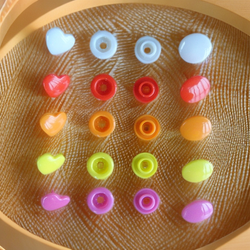 KAM Heart-Shaped Snap Buttons – T5 Plastic Snaps for Baby Clothes, DIY Crafts, Sewing Projects