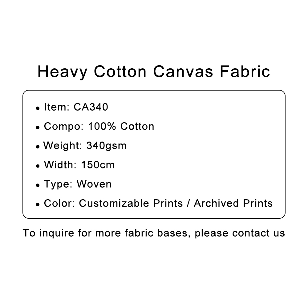 Custom Printed Heavy Cotton Canvas Fabric – Durable, Structured & Eco-Friendly for Bags, Upholstery & Creative Projects