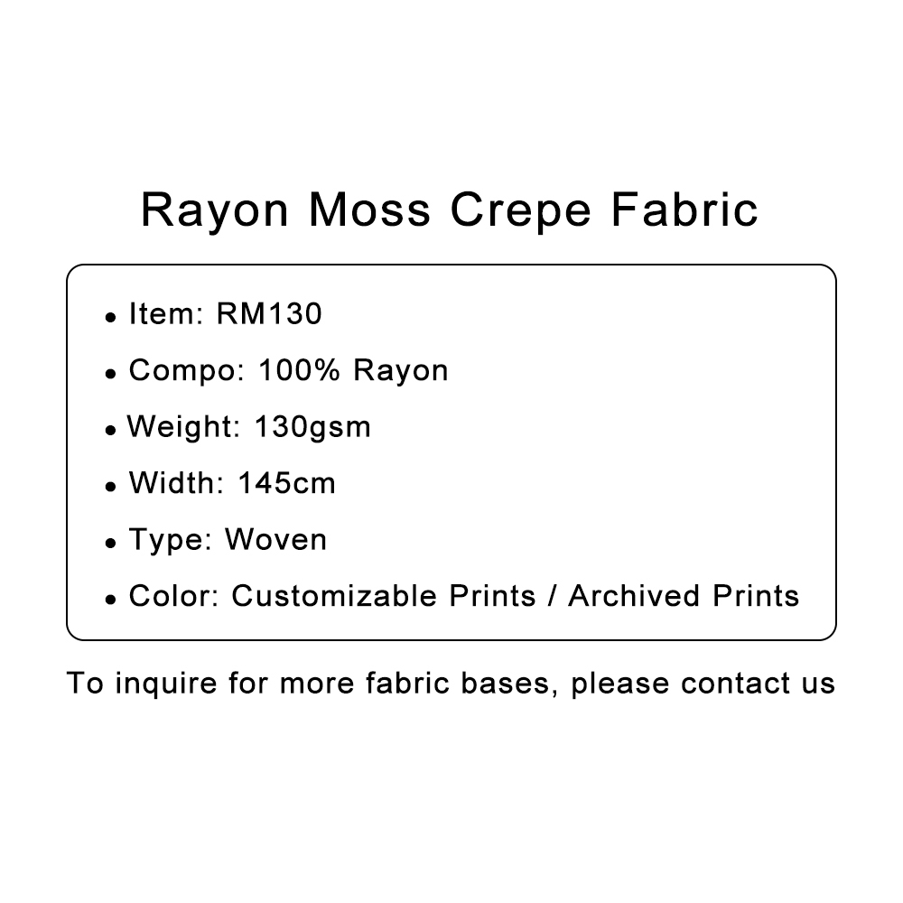 Custom Printed Rayon Moss Crepe Fabric – Soft, Drapable & Breathable for Fashionable Dresses & Everyday Wear