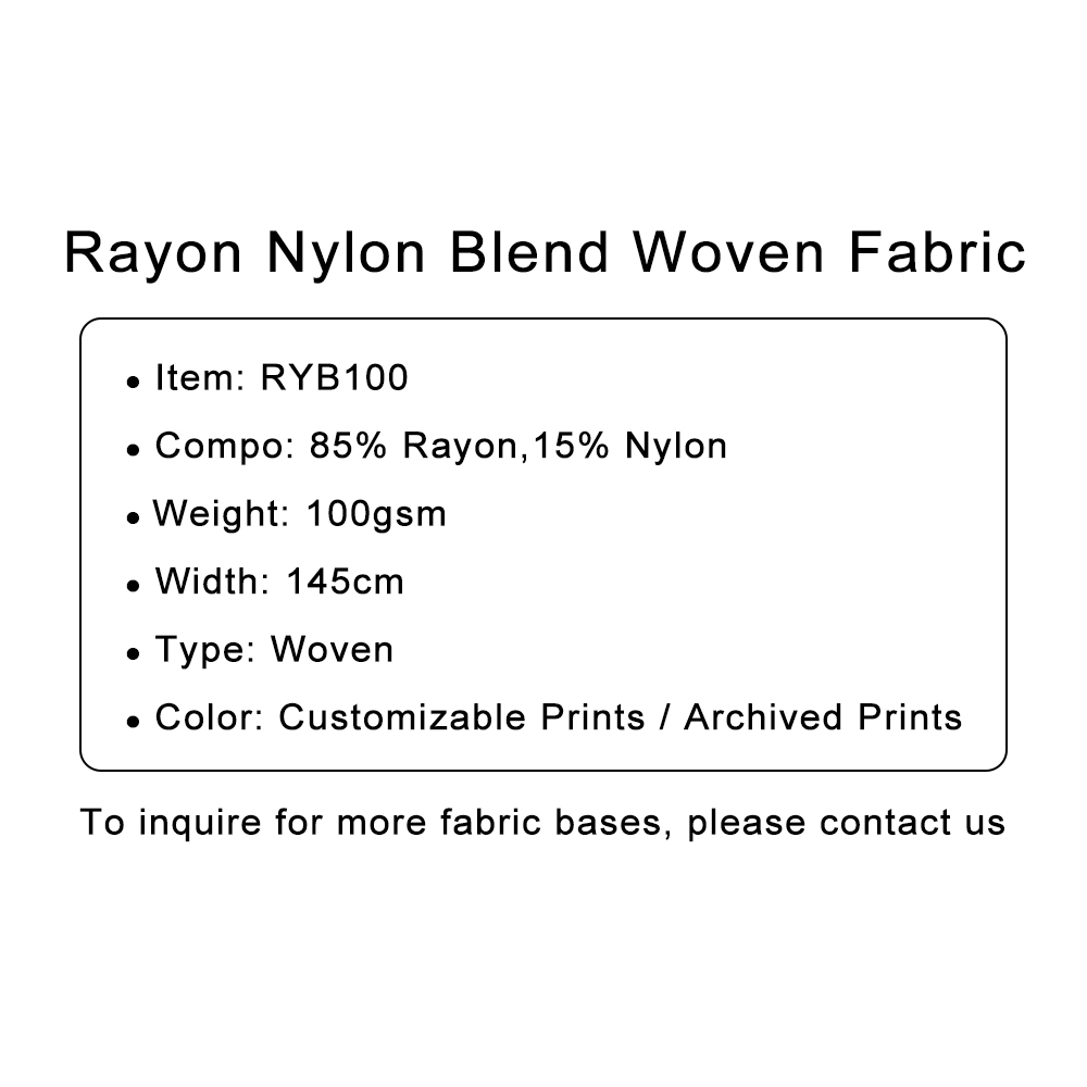 Custom Printed Rayon Nylon Blend Woven Fabric – Soft, Durable & Personalized for Fashionwear, Blouses & Draped Styles